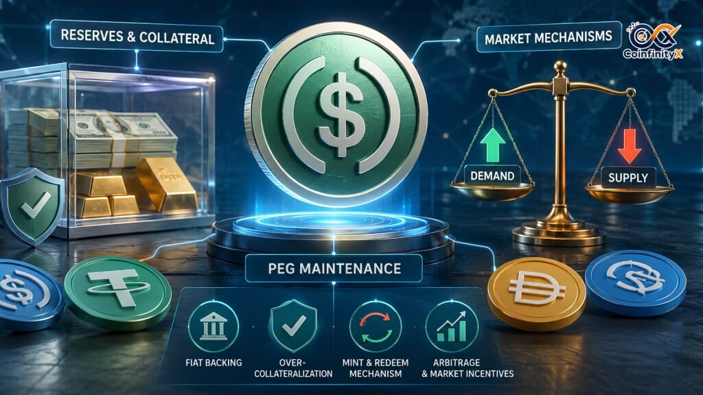 Stablecoin Value
Stablecoins
Stablecoin Peg
Crypto Stablecoins
Stablecoin Reserves
Stablecoin Collateral
Fiat-Backed Stablecoins
Cryptocurrency
Digital Assets
Stablecoin Mechanisms